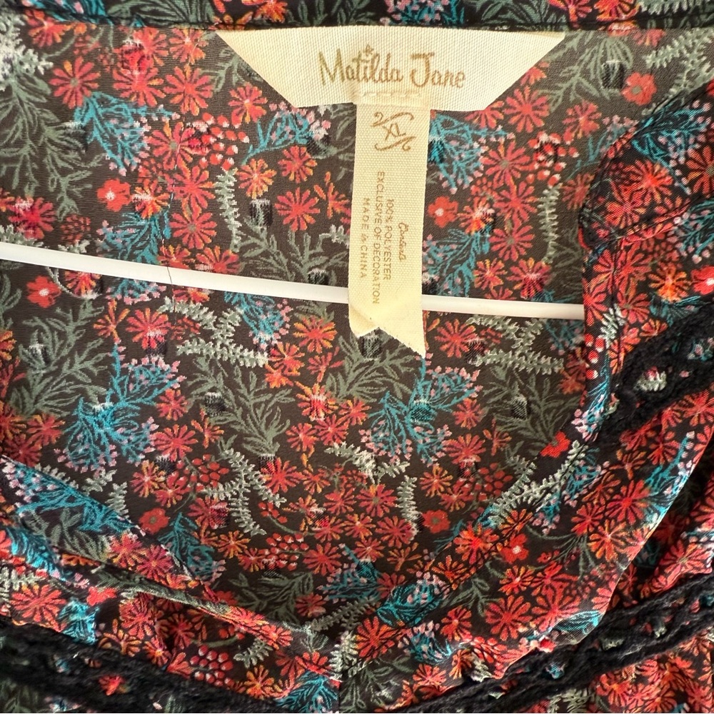 Matilda Jane Carol Tunic Blouse Gypsy Sz XL Boho Floral Long Sleeves Peasant Top - Picture 5 of 10